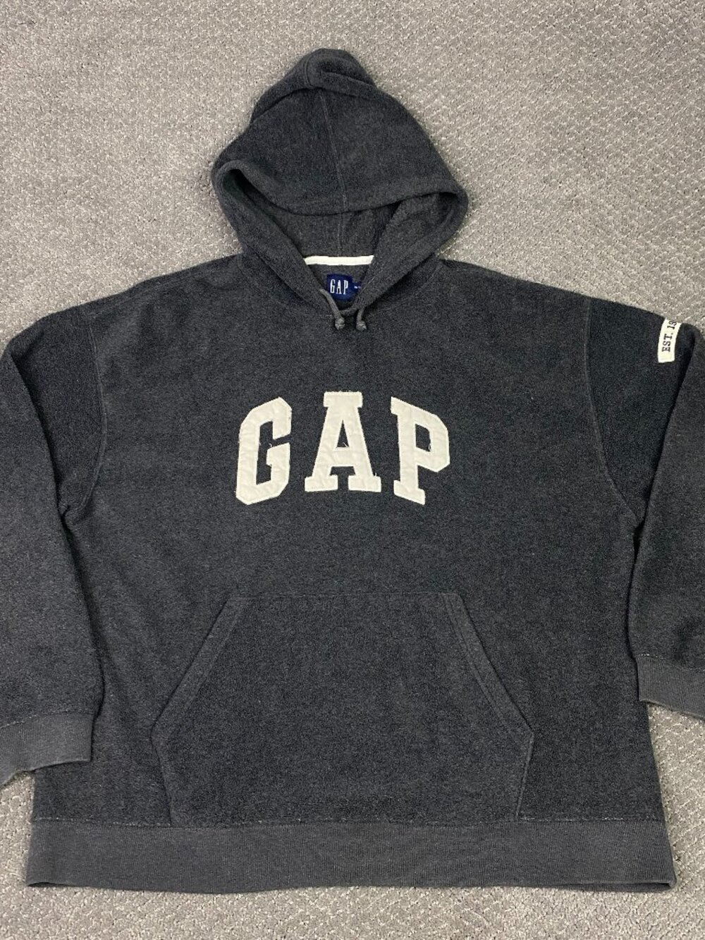 Vintage Y2K GAP Fleece Hoodie Mens XL Oversized Gray Pullover